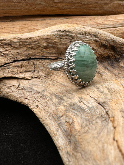 Silver ring with Gary Green Jasper