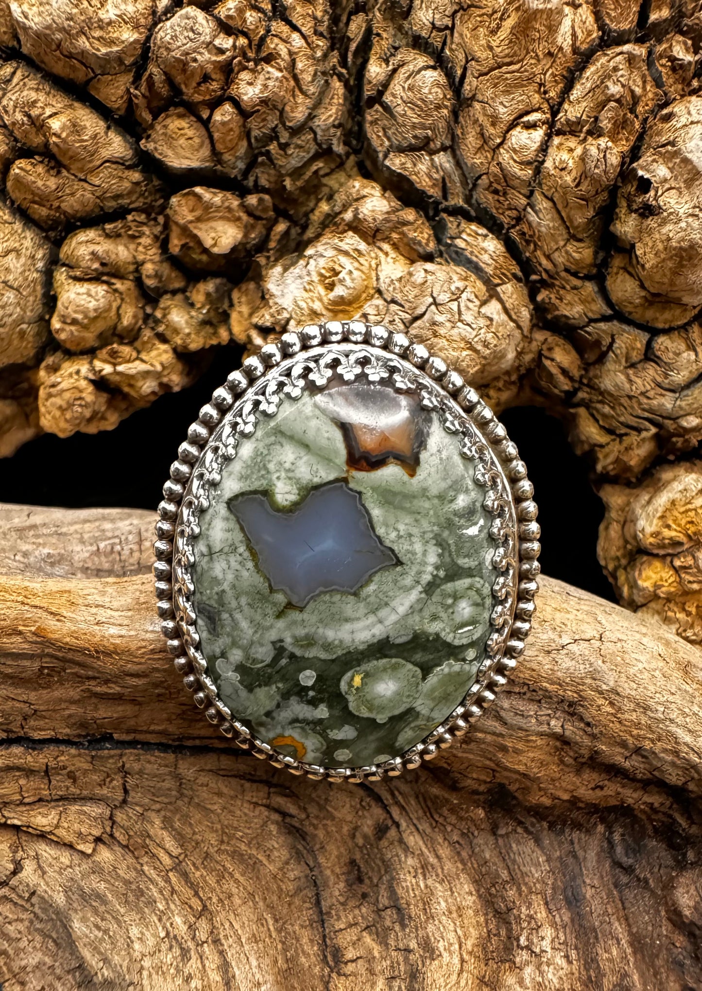 Rain forest jasper ring