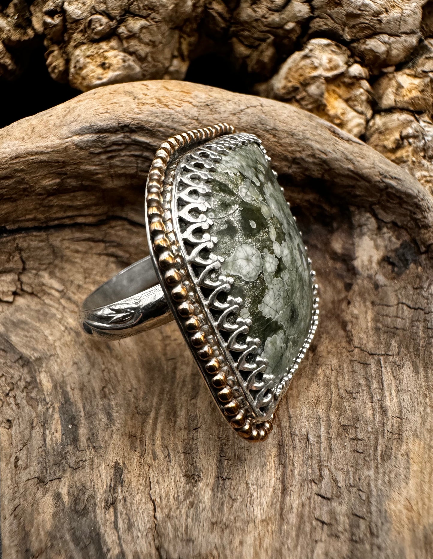 Birdseye jasper ring