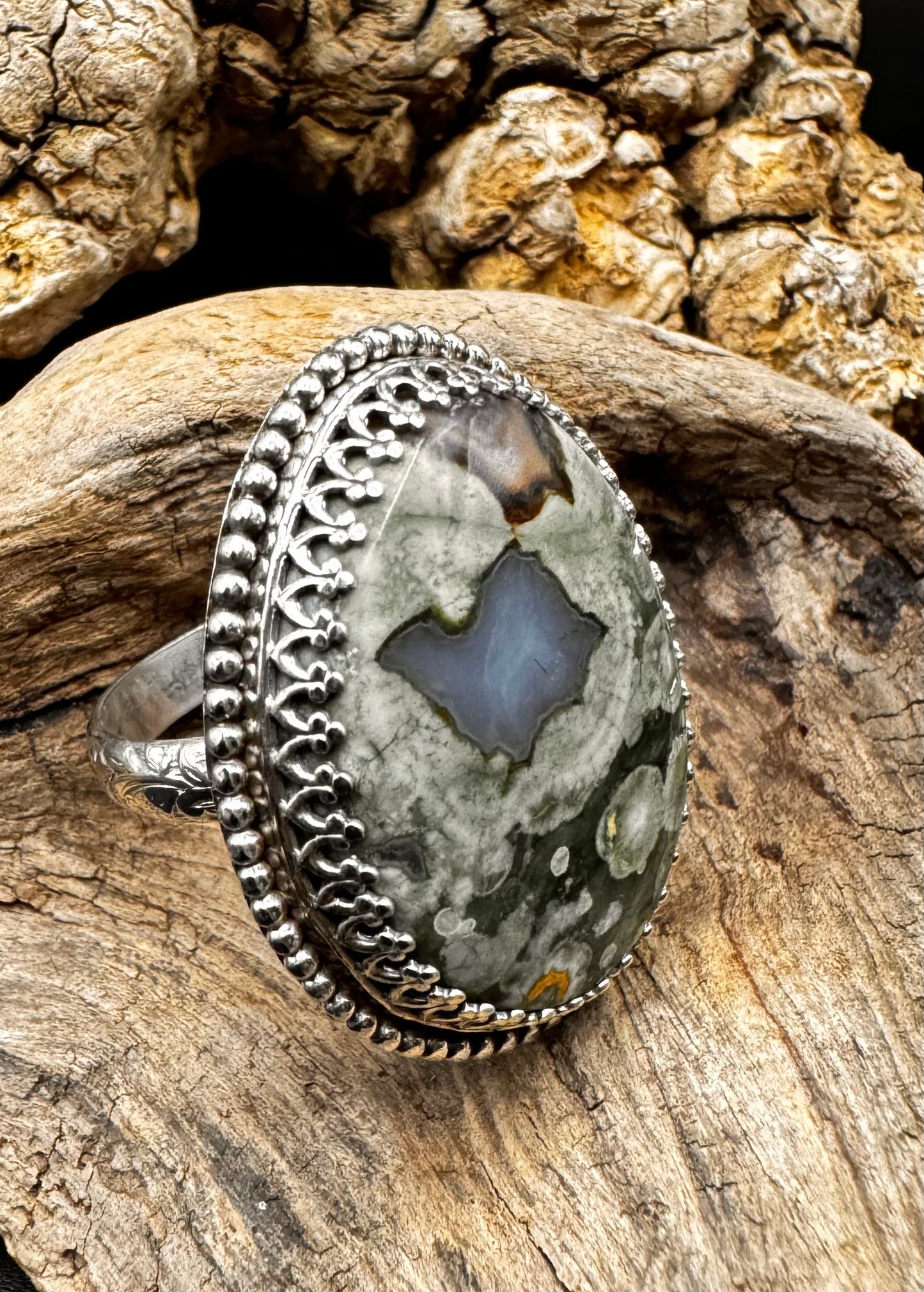 Rain forest jasper ring