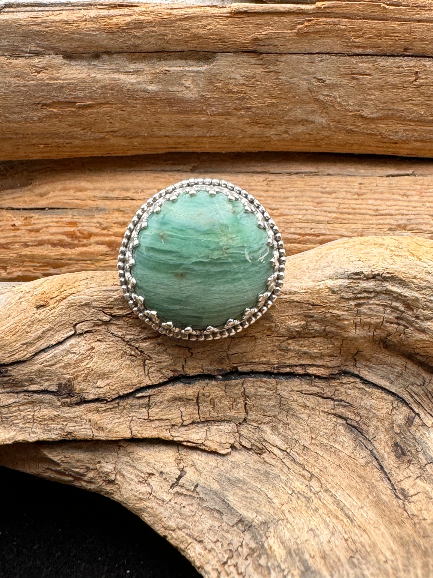 Silver ring with Gary Green Jasper