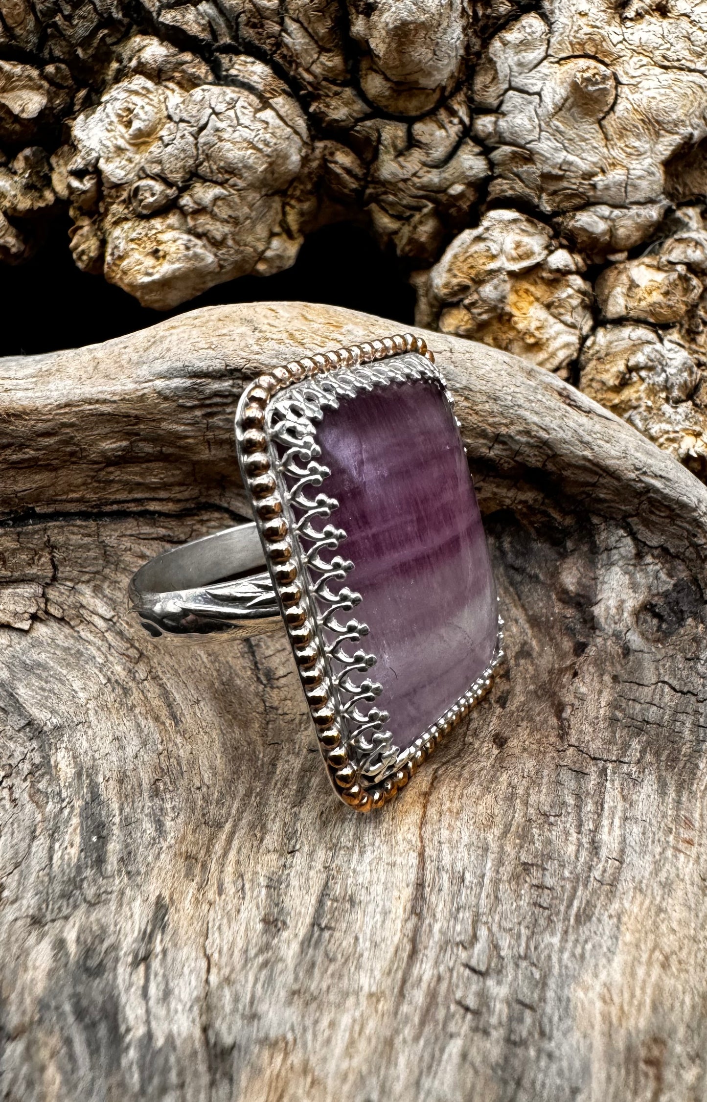 Purple fluorite ring