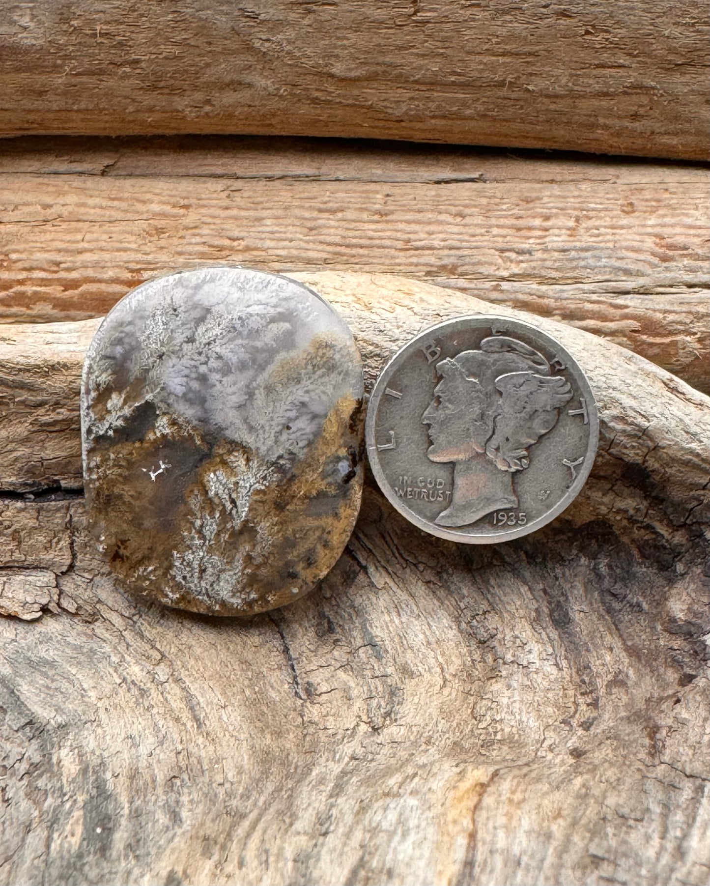 Moss agate cabochon