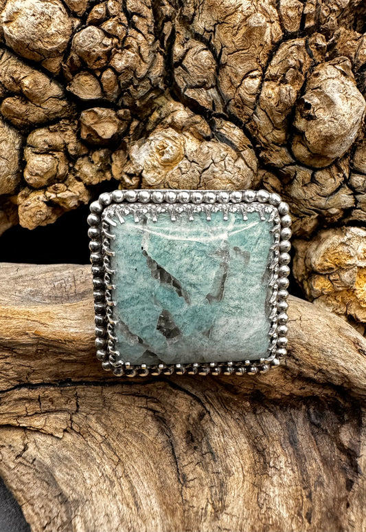 Blue feldspar ring