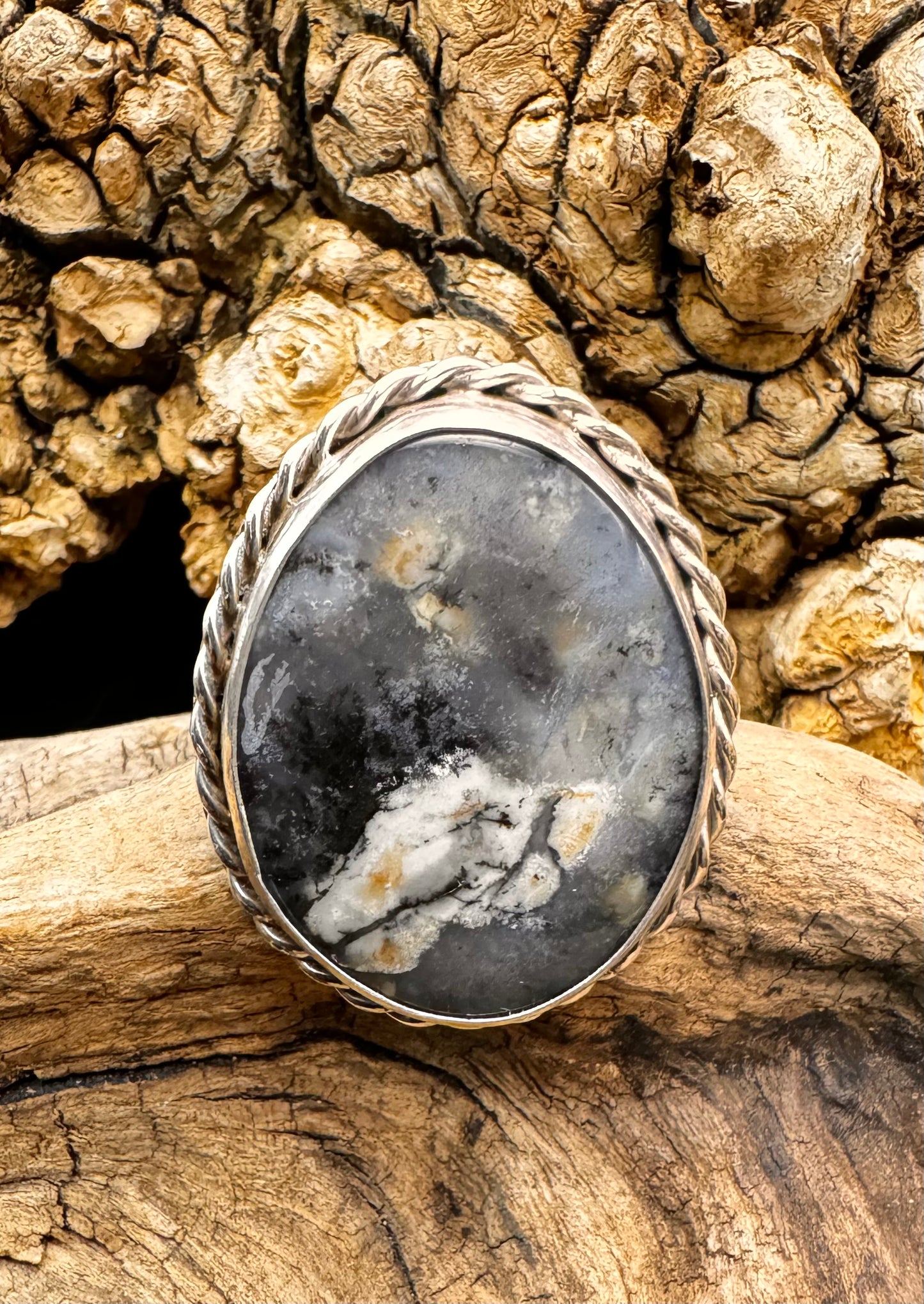 Moss agate ring