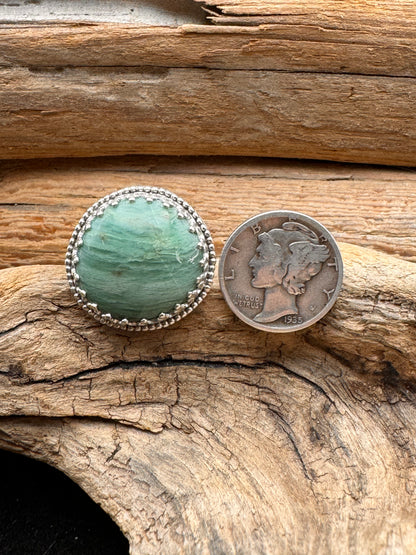 Silver ring with Gary Green Jasper