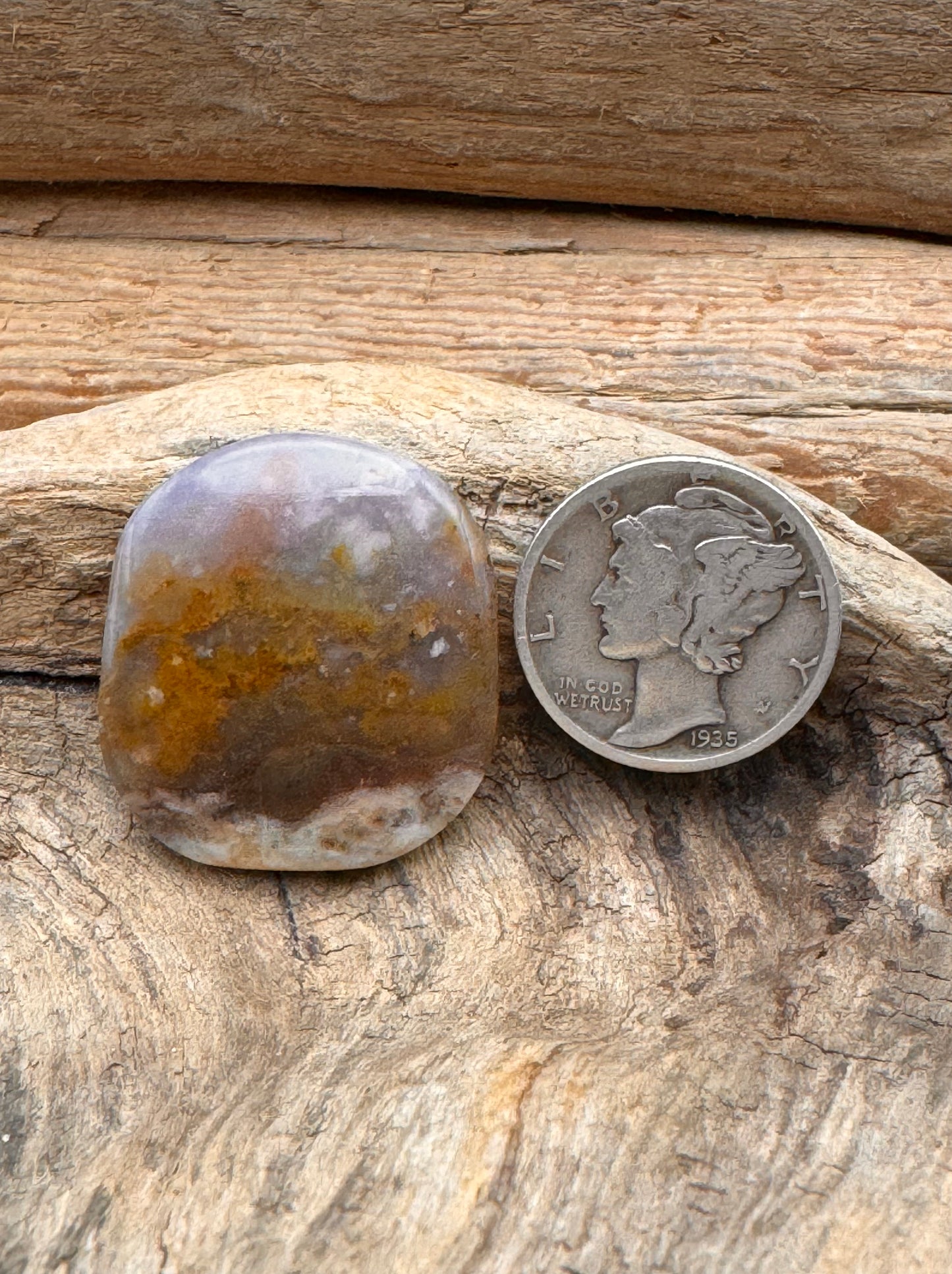 Moss agate cabochon