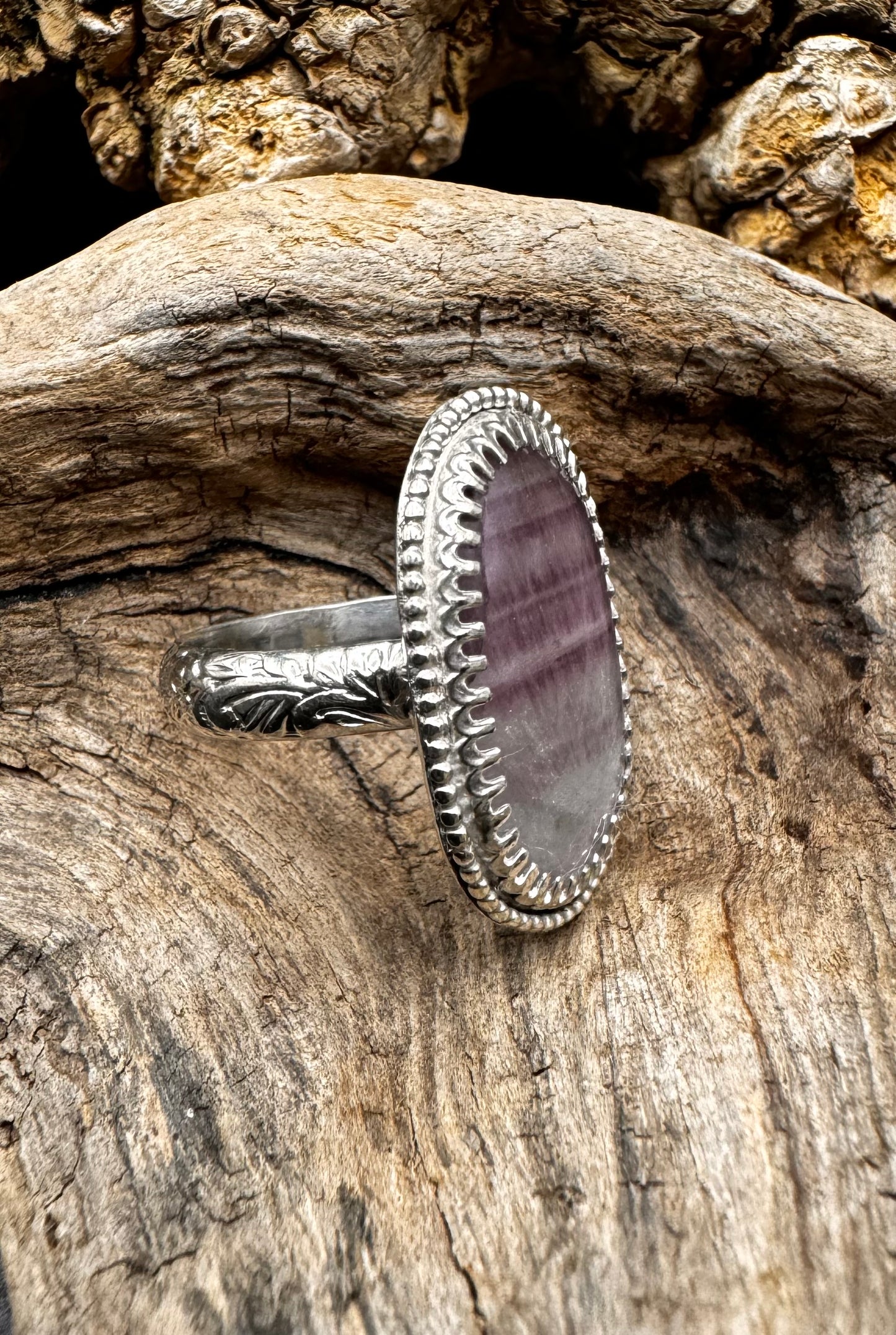 Purple fluorite ring