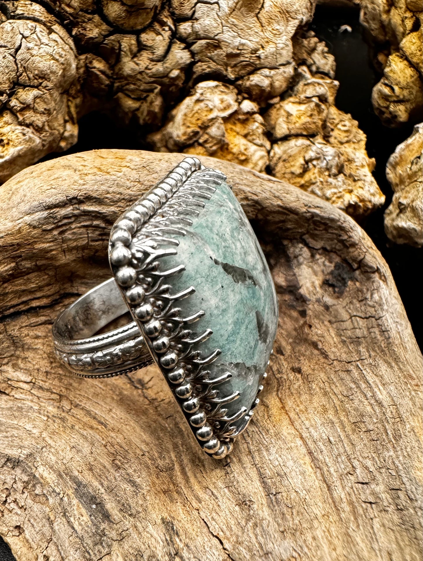 Blue feldspar ring