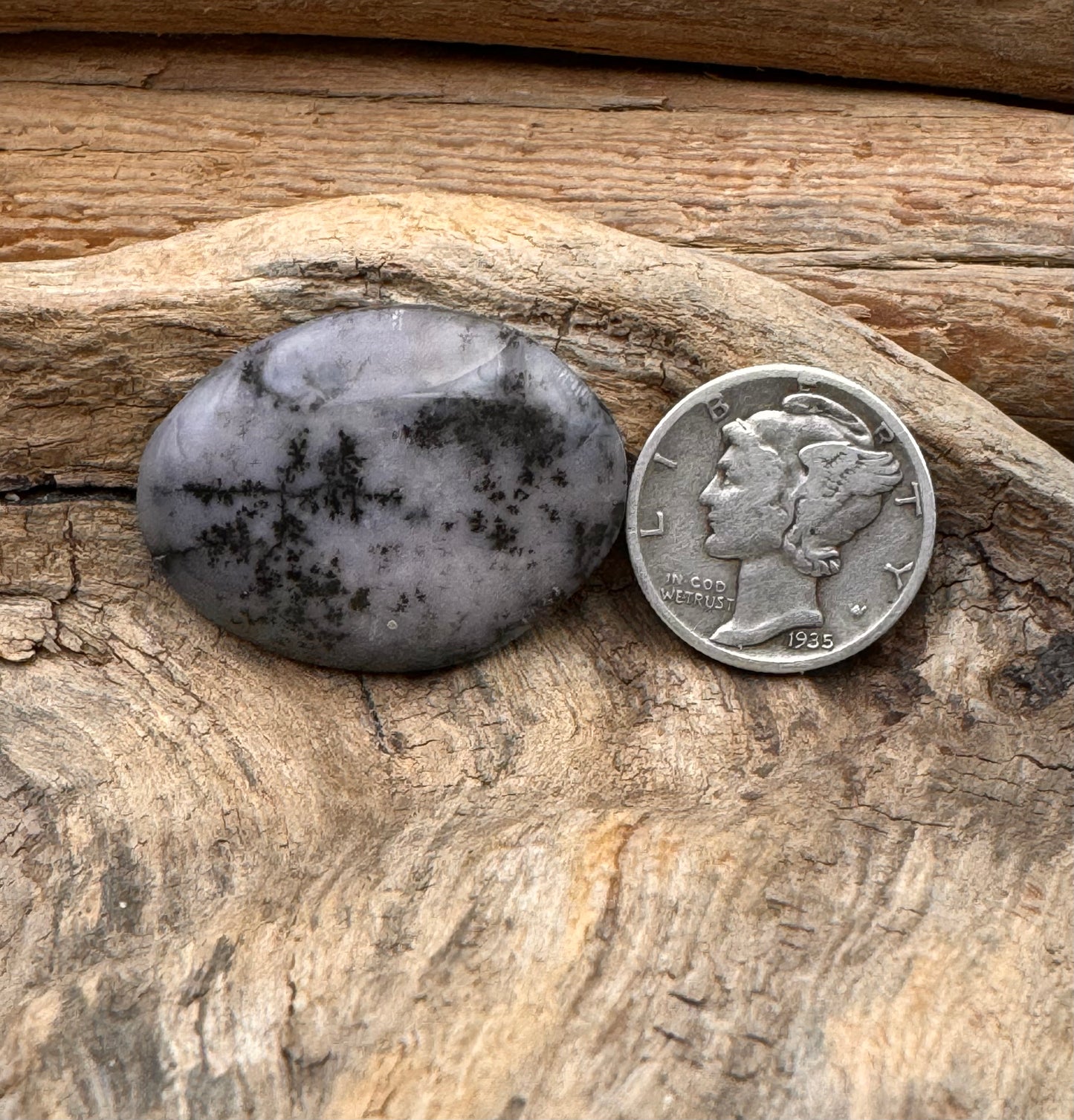 Moss agate cabochon