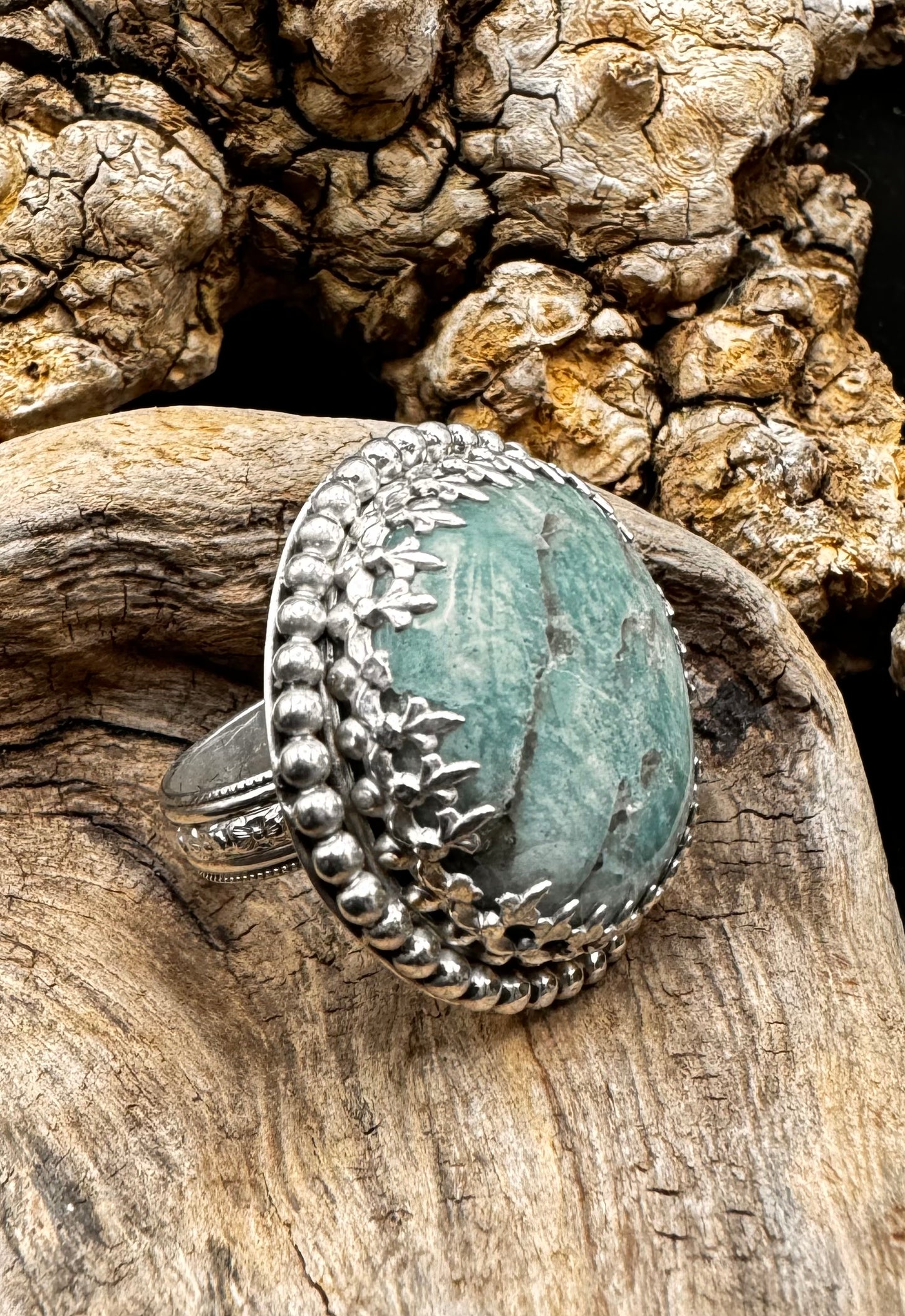 Blue feldspar ring