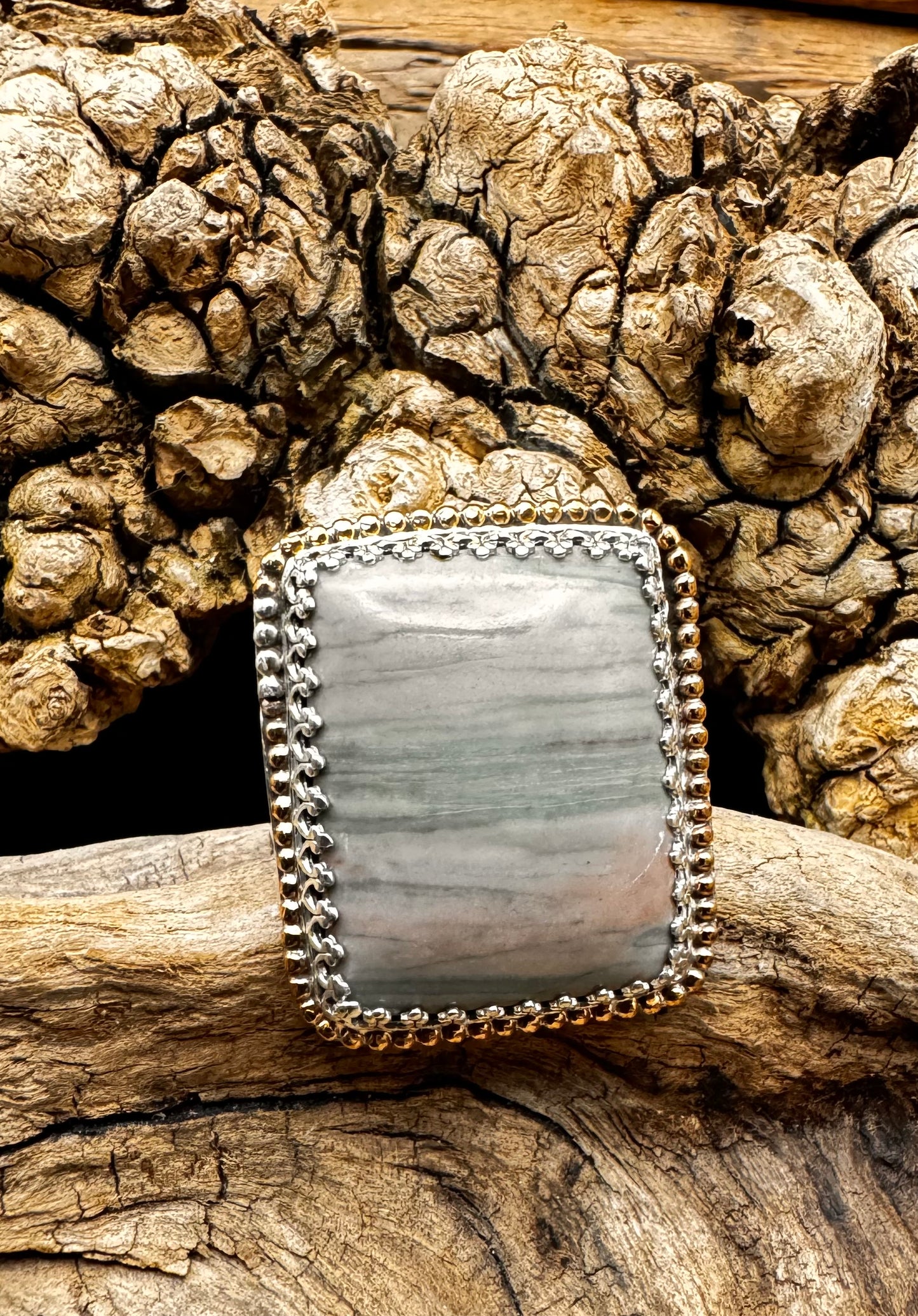 Watermelon jasper ring